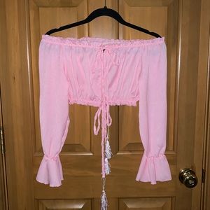 SHEIN off the shoulder, front tie, crop top, size S